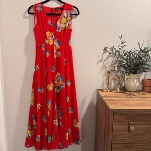 Lauren Ralph Lauren Size 2 Hibiscus Georgette Fit Flare Midi Dress Wedding Party